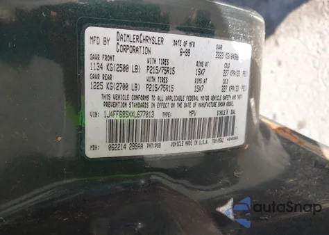 1999 Jeep Cherokee Classic/Sport из США, поврежденный, VIN 1J4FF68SXXL677013